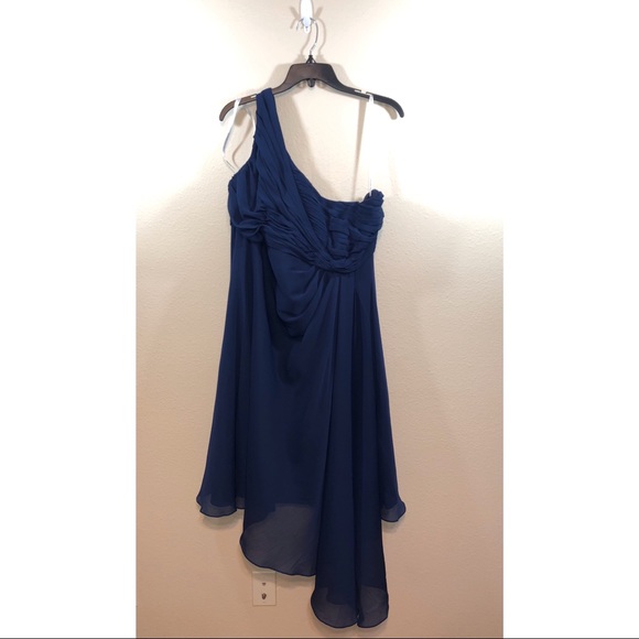 DAVID'S BRIDAL Short One Shoulder Chiffon Dress - Picture 2 of 5